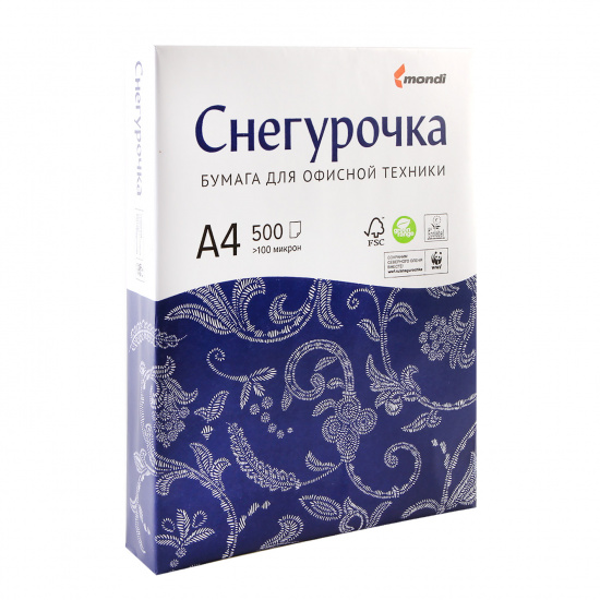 Бумага Снегурочка А4, 80 г/кв.м, 500 листов, класс бумаги С, белизна CIE 146% 00-00000169